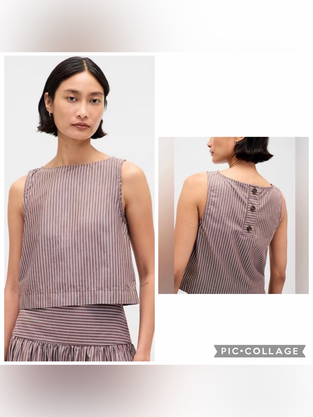 Poplin Boatneck Shell Tank Top